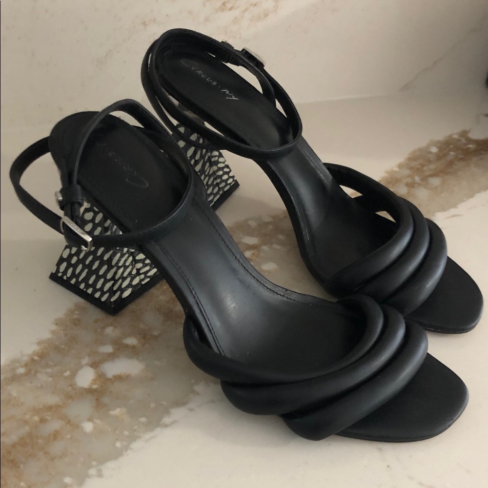 Sam Edelman Circus Sculptural Block Heel Sandals Size 11 Black - Picture 7 of 13